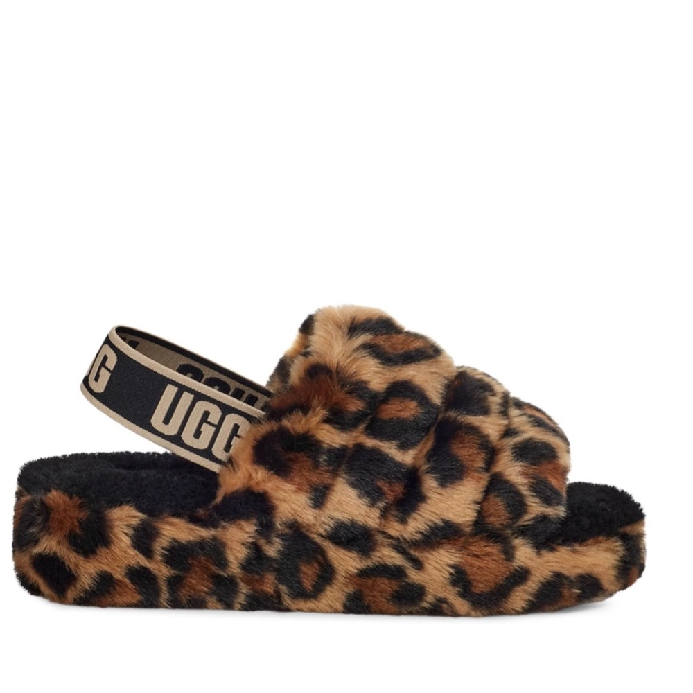 New UGG Fluff Yeah Slide Panther Print size 8
